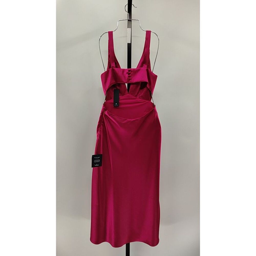 Lulus Unmatched Elegance Satin Sleeveless Midi Dress Pink Basic Sleeved X-Small - Picture 3 of 3